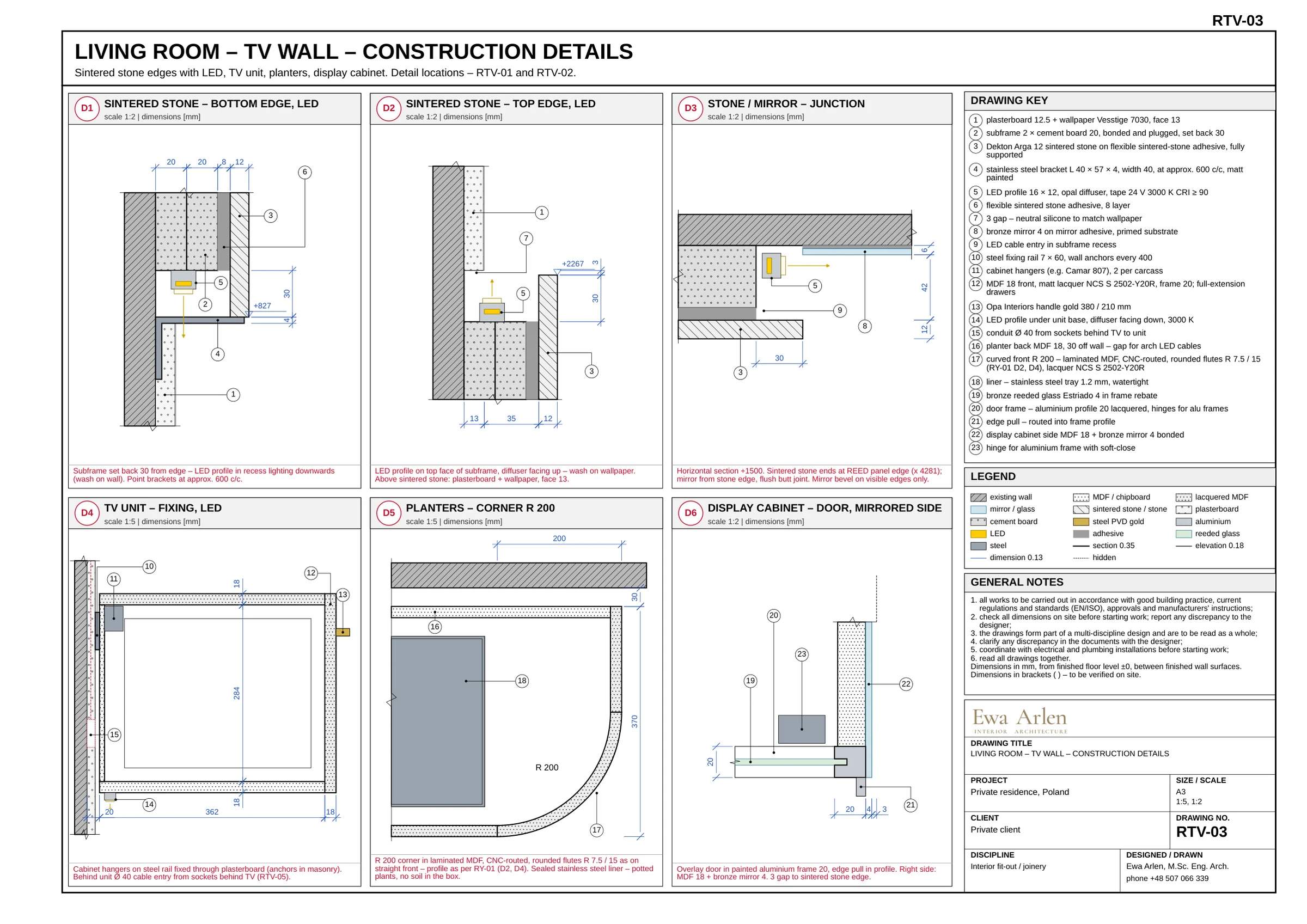 RTV-03 — Construction details for junctions and fixings