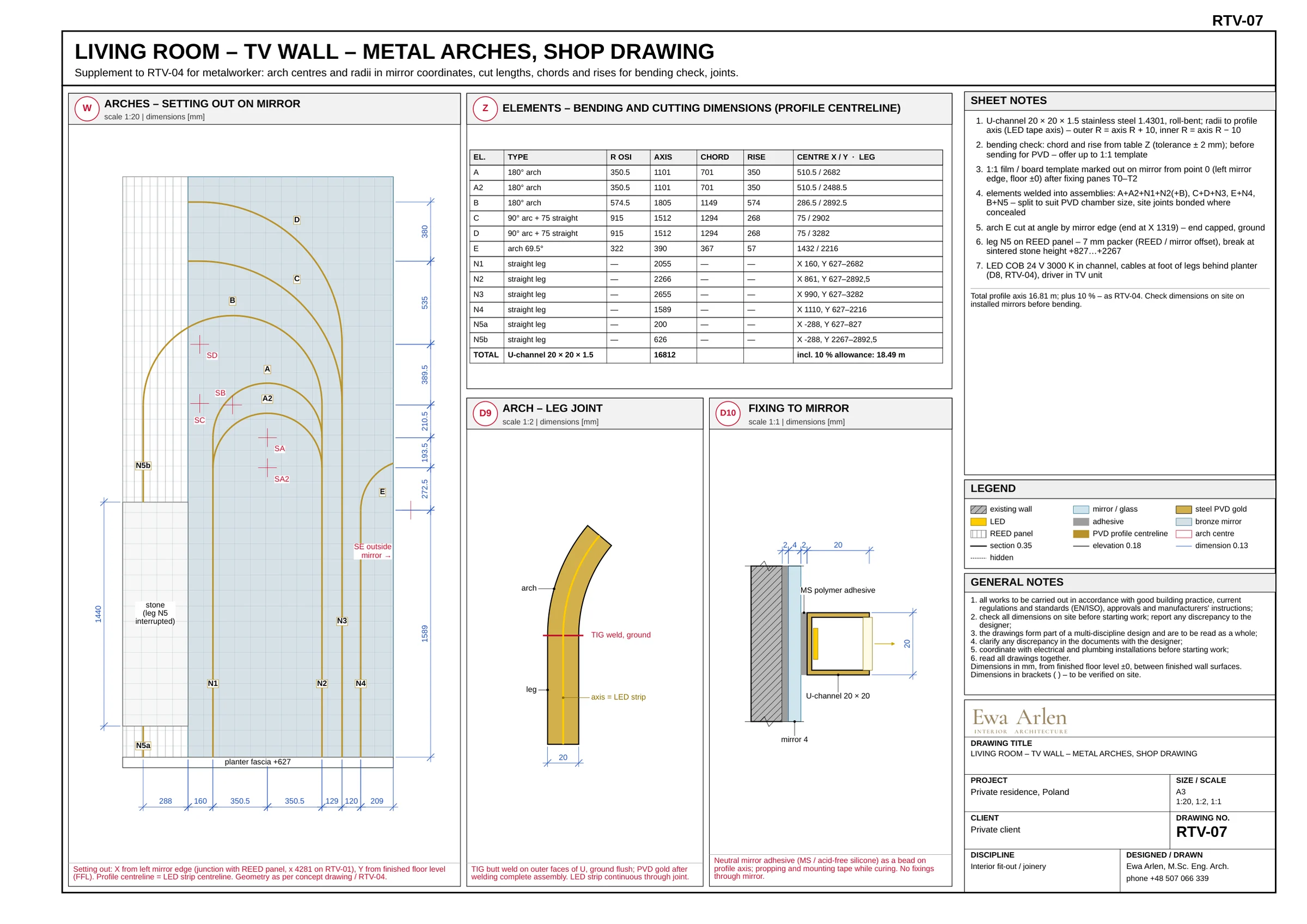 RTV-07 — Curved metalwork workshop drawing