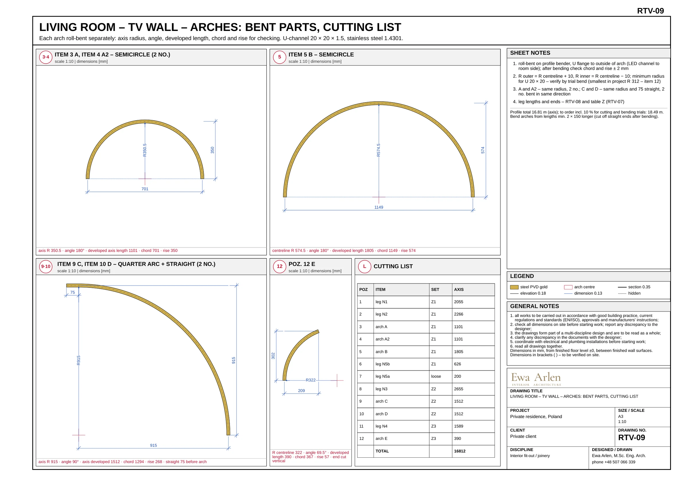 RTV-09 — Bent parts and cutting list