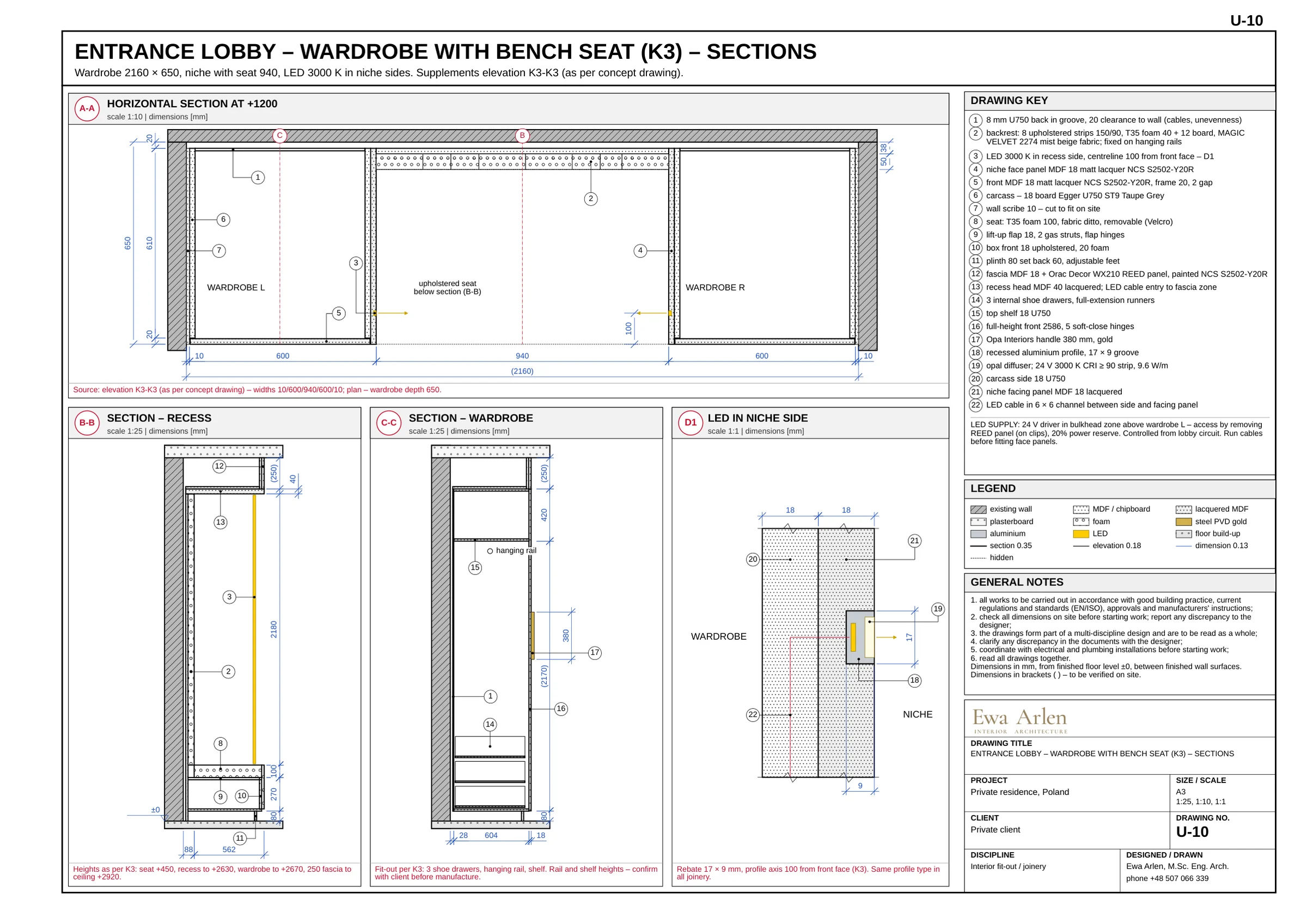 U-10 — Entrance joinery with integrated bench
